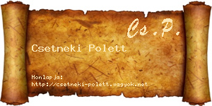 Csetneki Polett névjegykártya